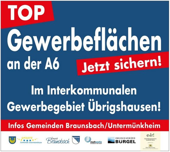 Banner Gewärbeflächen - jetzt sichern